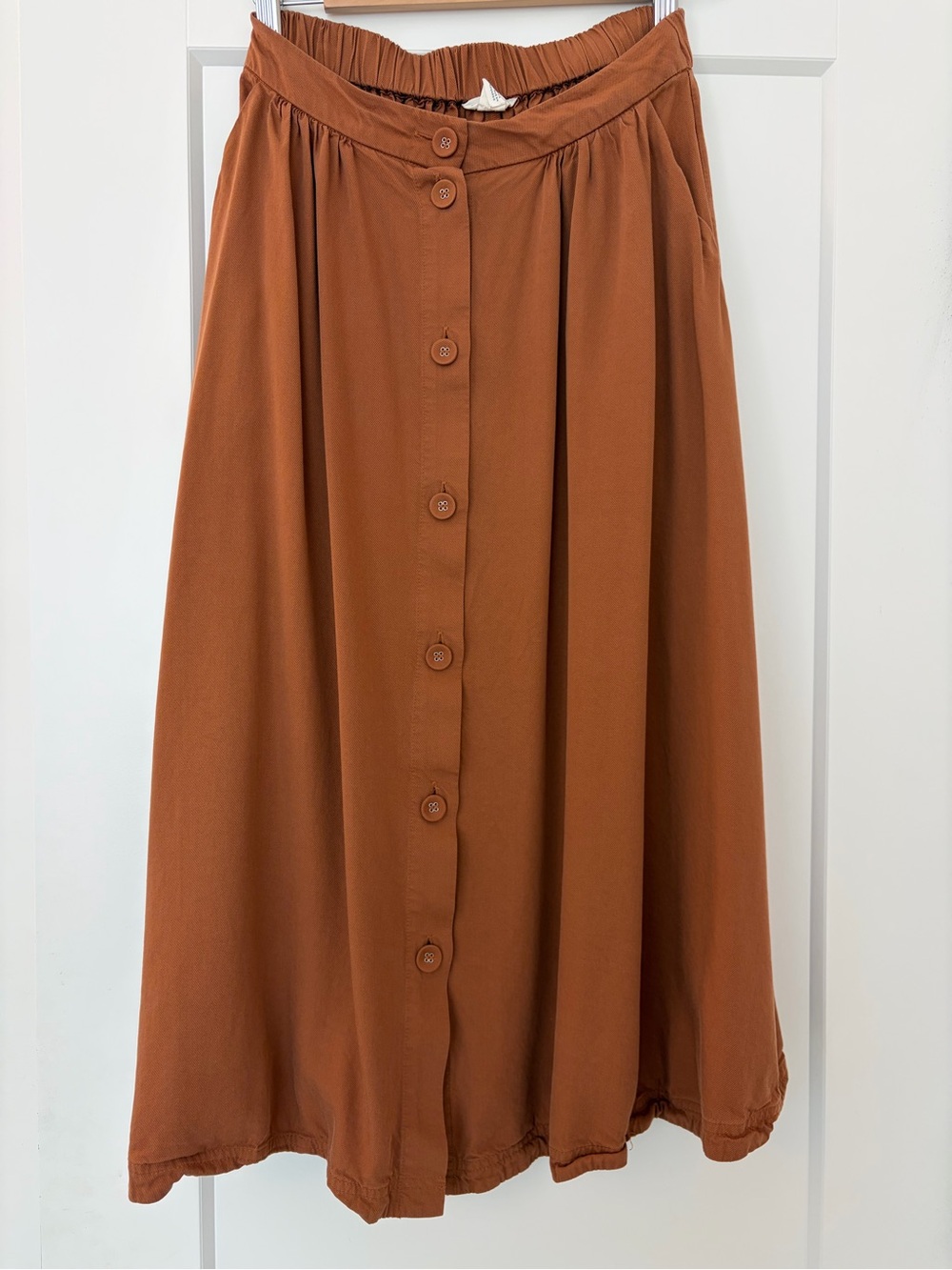 Caslon Rust Button-Front Midi Skirt